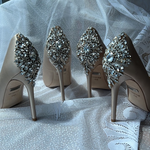 Badgley Mischka Kiara Embellished Peep-toe Pump LATTE - Picture 16 of 16